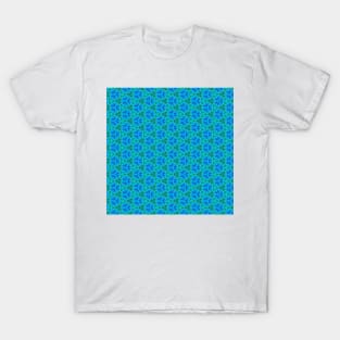 Aqua Blue and Green Textured Decorative Mandala Pattern T-Shirt